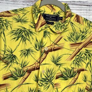 Vintage Polo Sport Ralph Lauren Hawaiian Shirt Mens M Camp Loop Collar Bamboo
